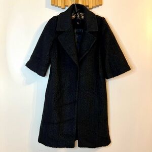 Blk Herringbone Teddy Jacket